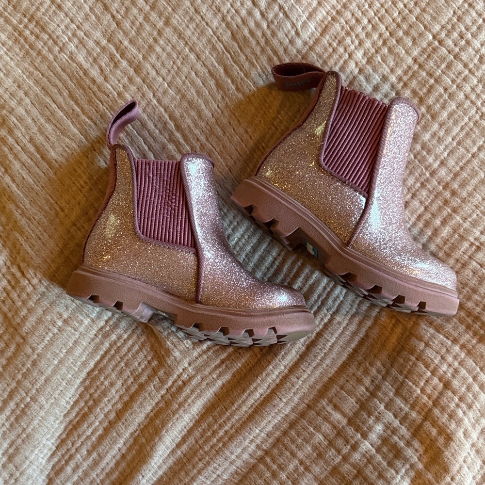 Sparkly Pink Native Kids Chelsea Rain Boots